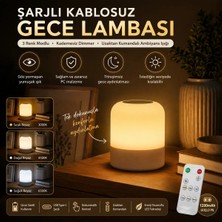 Btm Home Şarjlı Gece Lambası Kumandalı 3 Renk Dokunmatik Dimmerli Kablosuz Masa Lambası