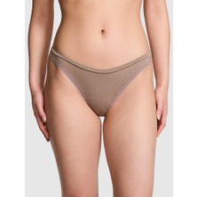 Pink Seamless Derin Bacak Kesim Tanga - Buzlu Kahve