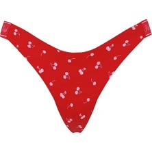 Pink Logolu Pamuklu Derin Bacak Kesim Tanga - (Tek Renk)
