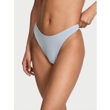 Victoria's Secret Esnek Pamuklu Derin Bacak Kesim Scoop Tanga - Soluk Mavi