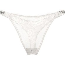 Very Sexy Işıltılı Askılı Gül Dantelli Külot - Hindistan Cevizi Beyazı