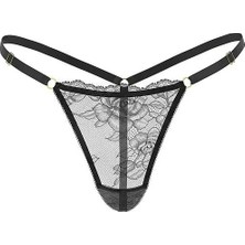 Very Sexy Dantelli Ayarlanabilir V-String Külot - Siyah