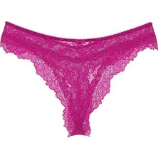 Victoria's Secret Tease Dantelli Derin Bacak Kesim Tanga - Mor