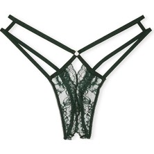 Very Sexy Gül Dantelli Crotchless Tanga - (Tek Renk)