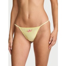 Dream Angels Sweet Melody Işlemeli Saten V-String Külot - Limonata Sarısı
