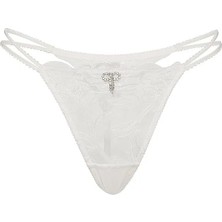 Dream Angels Işlemeli Askılı V-String Külot - Beyaz Işlemeli