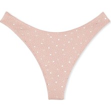 Victoria's Secret Esnek Pamuklu Derin Bacak Kesim Scoop Tanga - Pembe Metalik Kalpler