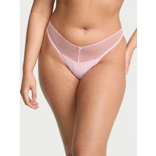 Victoria's Secret Dantelli Pointelle Derin Bacak Kesim Scoop Tanga - Açık Pembe