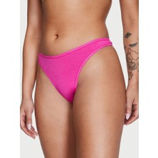 Victoria's Secret Mini Logolu Pamuklu Derin Bacak Kesim Tanga - Fuşya Çılgınlığı