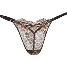 Very Sexy Leoparlı Işlemeli Ayarlanabilir V-String Külot - Işıltılı Leopar