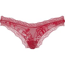 Very Sexy Gül Dantelli Derin Bacak Kesim Tanga - (Tek Renk)