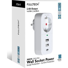 Kaia Life 2.4A Çıkışlı 2xusb 1xtype-C Tekli Priz Ftr-17
