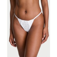 Victoria's Secret Esnek Pamuklu Fistolu V-String Külot - Vs Beyazı