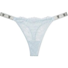 Very Sexy Işıltılı Askılı Dantelli Tanga - (Tek Renk)