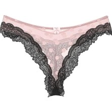 Victoria's Secret Tease Transparan Puantiyeli Derin Bacak Kesim Tanga - Melek Pembesi