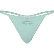Victoria's Secret Esnek Pamuklu Kalp Dantelli V-String Külot - Mavi