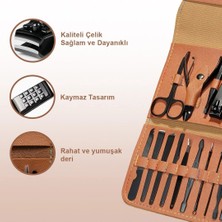 Kaia Life Kahve Rengi Özel Tasarım Deri Manikür Seti