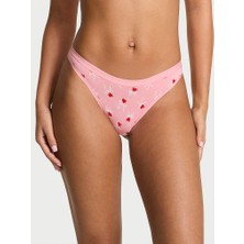 Victoria's Secret Derin Bacak Kesimli Scoop Tanga - Siyah Lolipop Baskılı