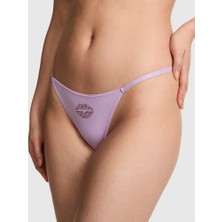 Pink Logo Detaylı Pamuklu Scoop Tanga - (Tek Renk)