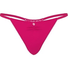 Victoria's Secret Esnek Pamuklu Kalp Dantelli V-String Külot - Sıcak Pembe