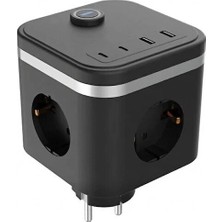 Kaia Life Termal Akım Korumalı Isıya Dalı 3’lü Duvar Tipi Priz 2x USB 2x Typce 3680 W