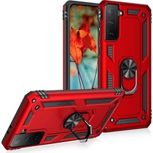 Kaia Life Galaxy S21 Kılıf Sofya Yüzüklü  Kapak - Kırmızı