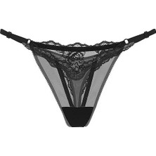 Very Sexy Işıltılı Dantelli Ayarlanabilir Askılı Tanga - (Tek Renk)