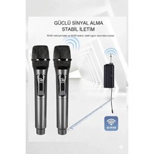 Kaia Life Profesyonel Çiftli Kablosuz Mikrofon Seti Karaoke Şarj Edilebilir 50 Metre