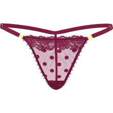 Very Sexy Tül Puantiyeli Dantelli V-String Külot - (Tek Renk)