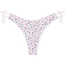 Pink Pamuklu Yandan Bağlamalı Tanga - Pembe Lale Baskılı