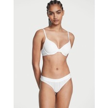 Victoria's Secret Logolu Pointelle Tanga - Vs Beyazı