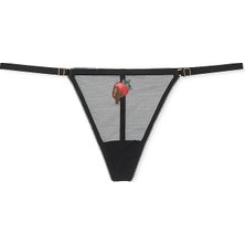 Very Sexy Flirty File Ayarlanabilir V-String Külot - Siyah Çilek