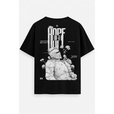 Yolo Street Oversize Hope High Şövalye Gül Baskılı Unisex Tişört %100 Pamuk Streetwear