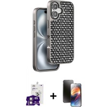 Marsilyan™- iPhone 16 Kılıf Siluet Form Serisi - Siyah 3D Antistatik Mat Seramik Nano Ekran Koruyucu + Bilvis Titan Kamera Lens - Pe