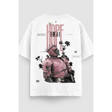 Oversize Unisex Siyah Tişört – Yolo Yazılı Ortaçağ Hope Pembe Şövalye Baskı, %100 Pamuk Streetwear Tasarım
