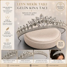 Hamiki Leyn Mekik Taşlı Gelin Tacı Gümüş Renk Zarif Tasarım