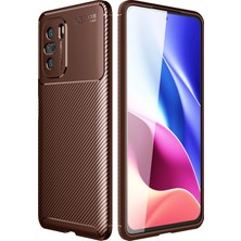 Hatreds Xiaomi Poco F3 Kılıf Karbon Tasarımlı Kamera Korumalı Darbe Emici Kılıf - Kahverengi