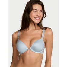Very Sexy Ombré Çizgili Işıltılı Askılı Push-Up Sütyen - Soft Gri