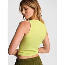 Pink Yumuşak Seamless Halter Yaka Crop - Misket Limonu