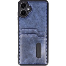 Hatreds Samsung Galaxy A06 Kılıf Kılıf Deri Korumalı Darbe Emici Kart ve Resim Bölmeli Kılıf - Lacivert