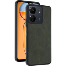 Hatreds Xiaomi Redmi 13C Kılıf Deri Tasarımlı Kamera Korumalı Darbe Emici Silikon Kılıf - Açık Yeşil