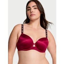 Very Sexy Işıltı Askılı Hafif Dolgu Destekli Demi Sütyen - Koyu Kırmızı