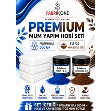 Fabrikone Premium Mum Yapım Hobi Seti - Parafin Wax 500 gr - 2'li Toz Mum Boyası Seti - Mavi, Kahverengi BKFABPW5002MKH
