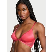Very Sexy Tül Detaylı Desteksiz Modern Bralet - Sıcak Mercan