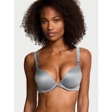 Very Sexy Bombshell 2 Beden Büyük Gösteren Işıltılı Askılı Push-Up Sütyen - Astroid Gri