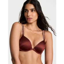 Very Sexy Işıltılı Askılı Push-Up Sütyen - Koyu Kahve
