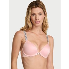 Very Sexy Işıltılı Askılı Push-Up Sütyen - Melek Pembesi