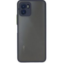 Hatreds Vivo Y15S Kılıf Buzlu Saydam Yapılı Kamera Korumalı Silikon Kılıf - Lacivert