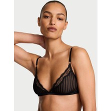 Victoria's Secret Tease Transparan Çizgili Üçgen Bralet - Siyah