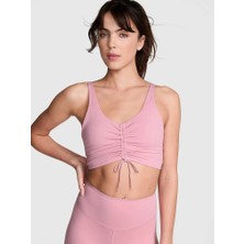 Pink Relay Büzgülü Dekolteli Sporcu Sütyeni - Cameo Pembe